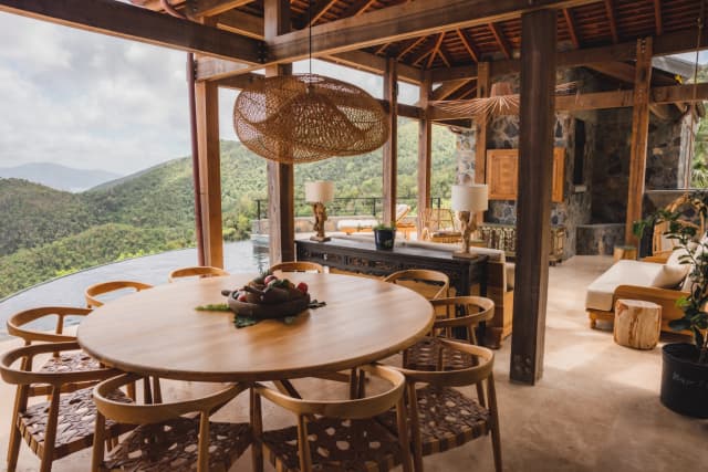 Covered outdoor dining for 10 at Valhalla St John